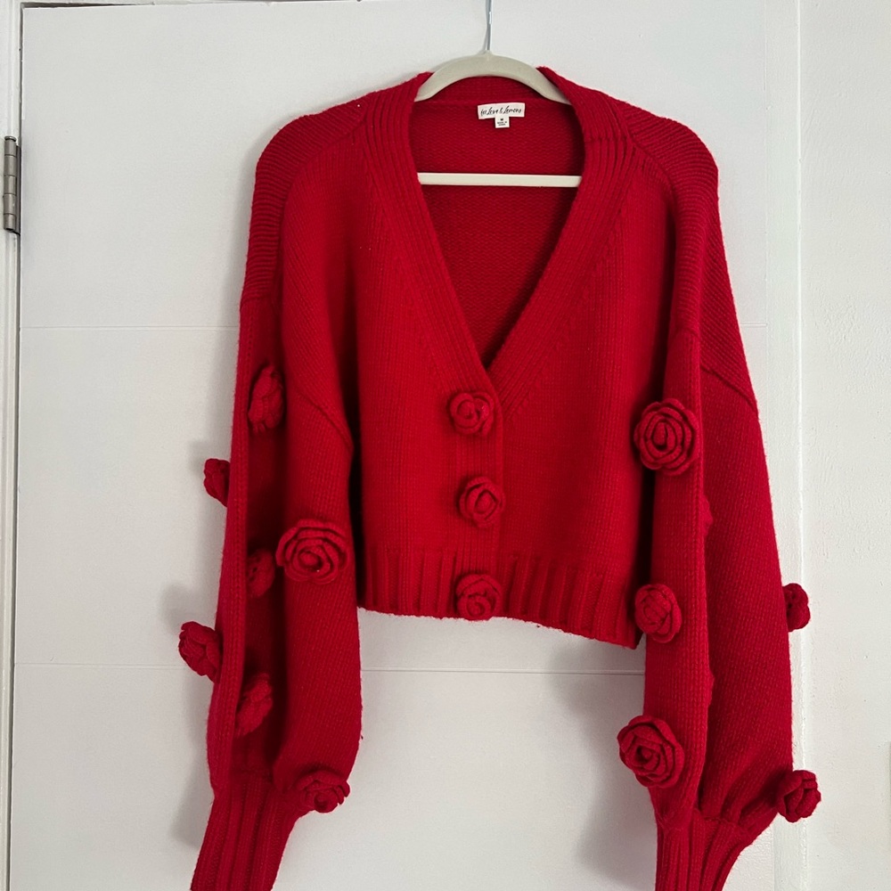 For Love & Lemons Scarlett Cardigan in Red